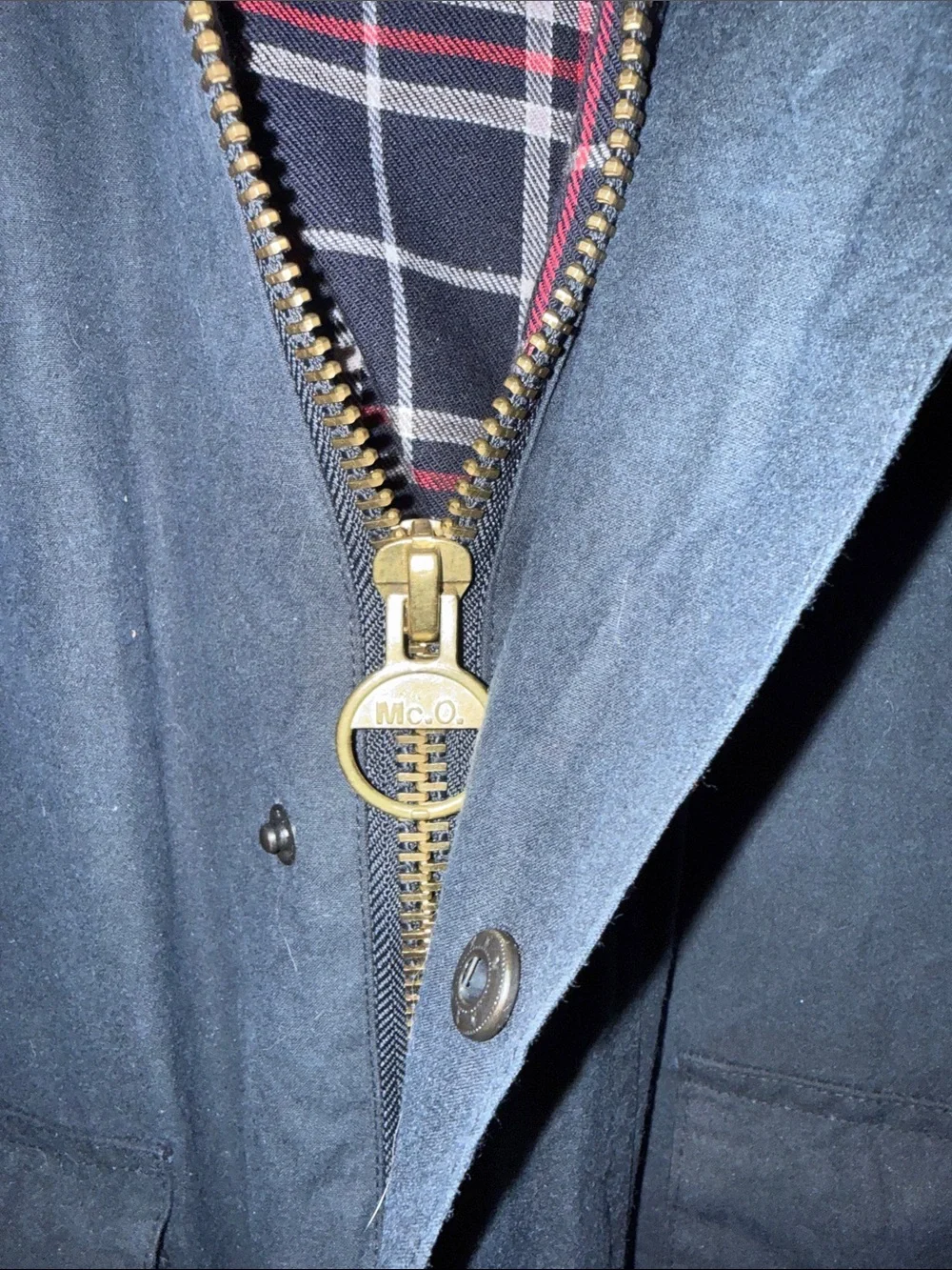 Mc Orvis Navy Waxed Cotton Field Jacket with Corduroy Collar